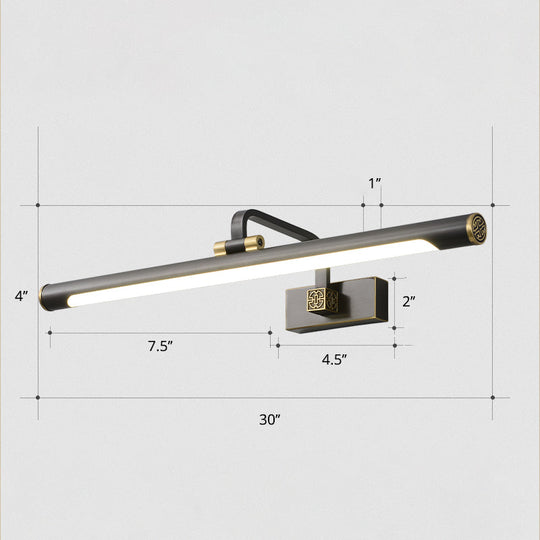 Rotating Tube Wall Vanity Light - Traditional Metal Led Bathroom Lighting Fixture