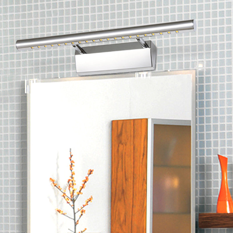 Stainless Steel Vanity Lamp: Minimalist Nickel Led Wall Light With Pivot Joint / 10 White