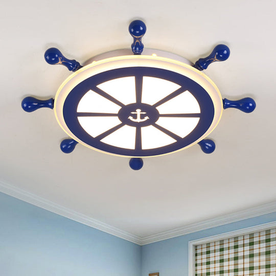 Rudder Kids Ceiling Lamp In Navy Blue - Creative Led Flush Mount Light