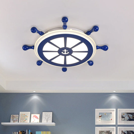 Rudder Kids Ceiling Lamp In Navy Blue - Creative Led Flush Mount Light