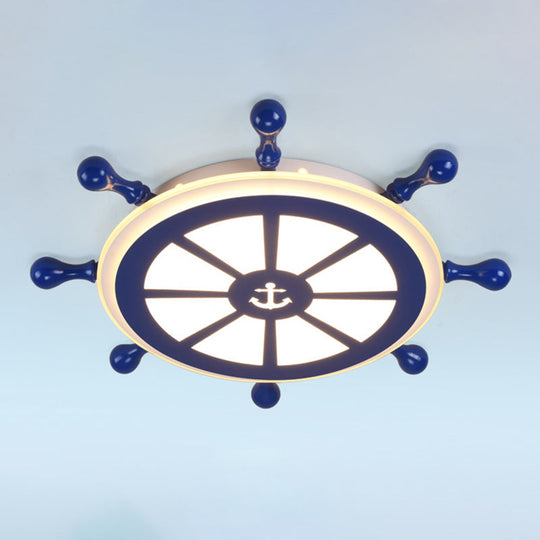 Rudder Kids Ceiling Lamp In Navy Blue - Creative Led Flush Mount Light