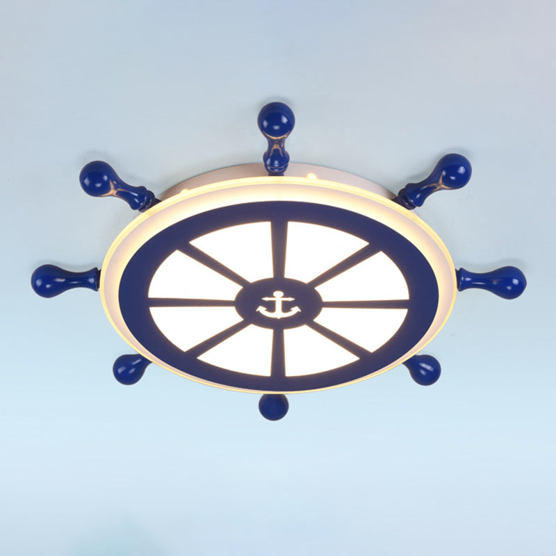 Rudder Kids Ceiling Lamp In Navy Blue - Creative Led Flush Mount Light
