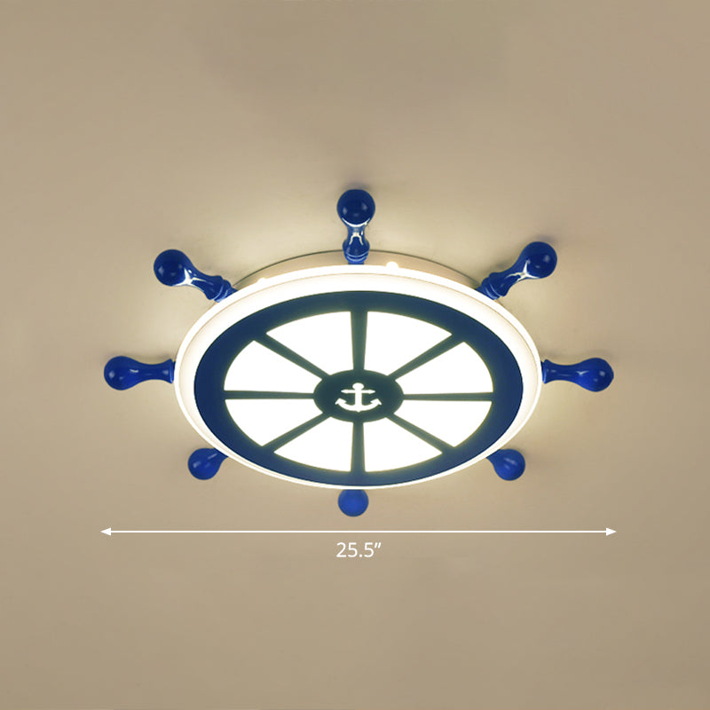 Rudder Kids Ceiling Lamp In Navy Blue - Creative Led Flush Mount Light