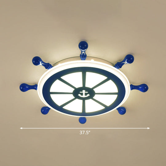 Rudder Kids Ceiling Lamp In Navy Blue - Creative Led Flush Mount Light