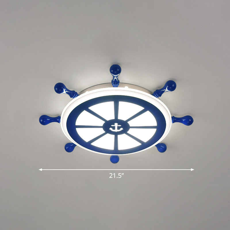 Rudder Kids Ceiling Lamp In Navy Blue - Creative Led Flush Mount Light