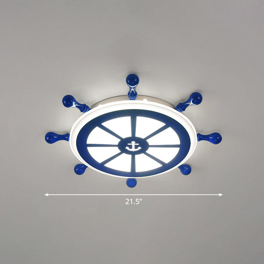 Rudder Kids Ceiling Lamp In Navy Blue - Creative Led Flush Mount Light