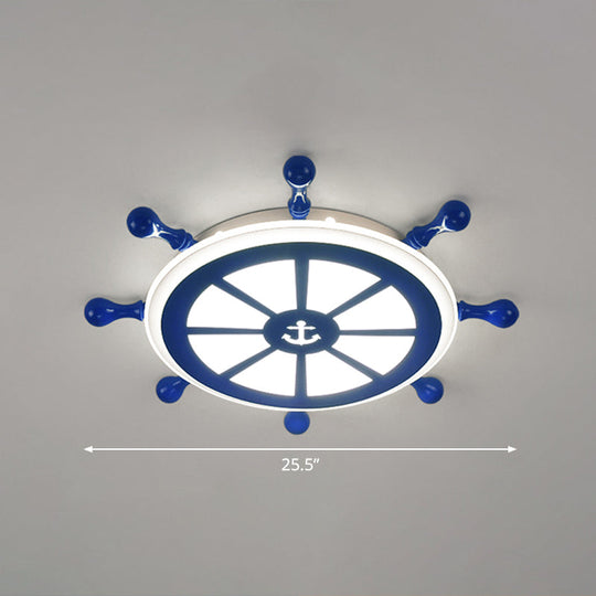 Rudder Kids Ceiling Lamp In Navy Blue - Creative Led Flush Mount Light