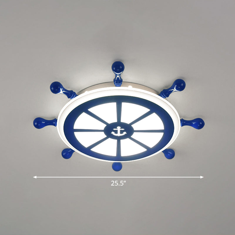 Rudder Kids Ceiling Lamp In Navy Blue - Creative Led Flush Mount Light