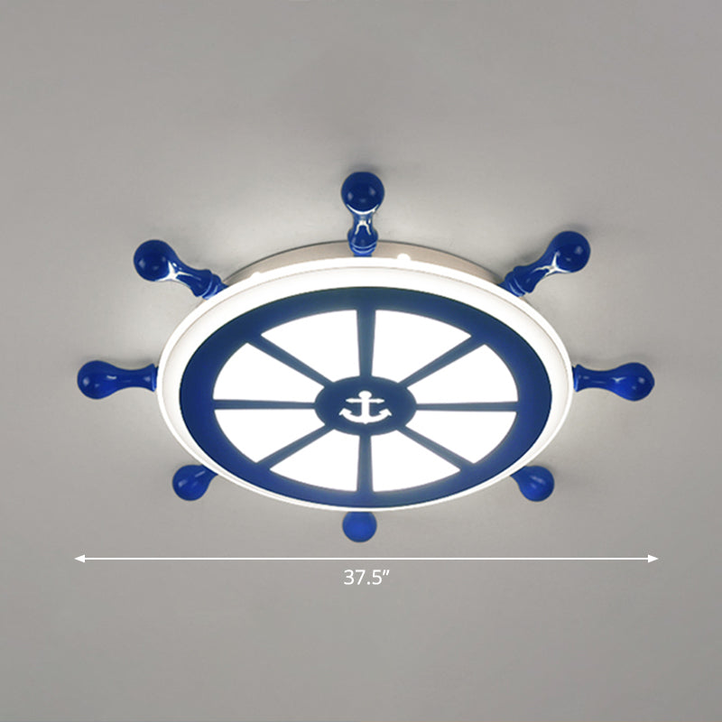 Rudder Kids Ceiling Lamp In Navy Blue - Creative Led Flush Mount Light