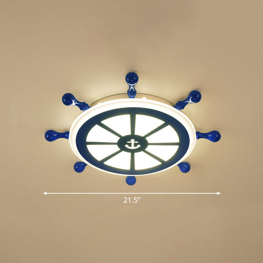 Rudder Kids Ceiling Lamp In Navy Blue - Creative Led Flush Mount Light