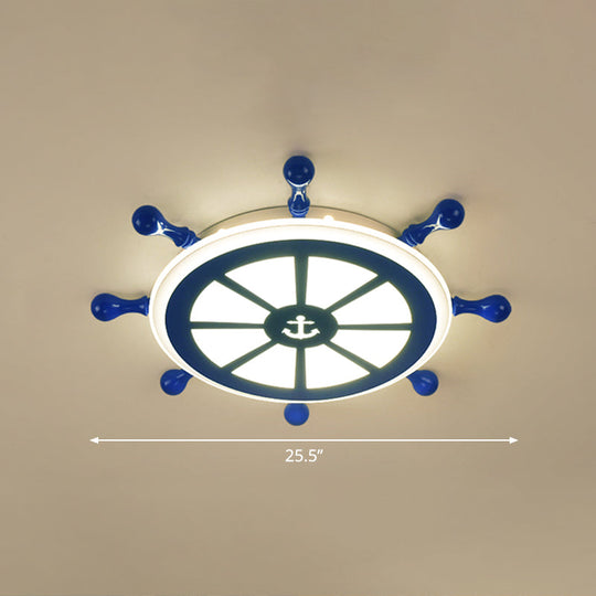 Rudder Kids Ceiling Lamp In Navy Blue - Creative Led Flush Mount Light
