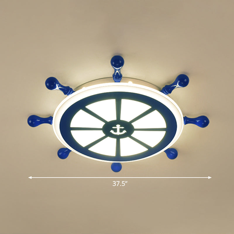Rudder Kids Ceiling Lamp In Navy Blue - Creative Led Flush Mount Light