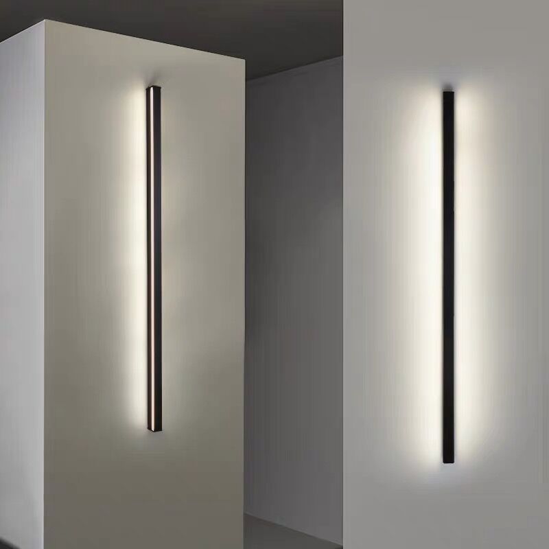 Sleek Black Led Wall Sconce For Hallways - Linear Flush Mount Design