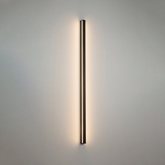 Sleek Black Led Wall Sconce For Hallways - Linear Flush Mount Design