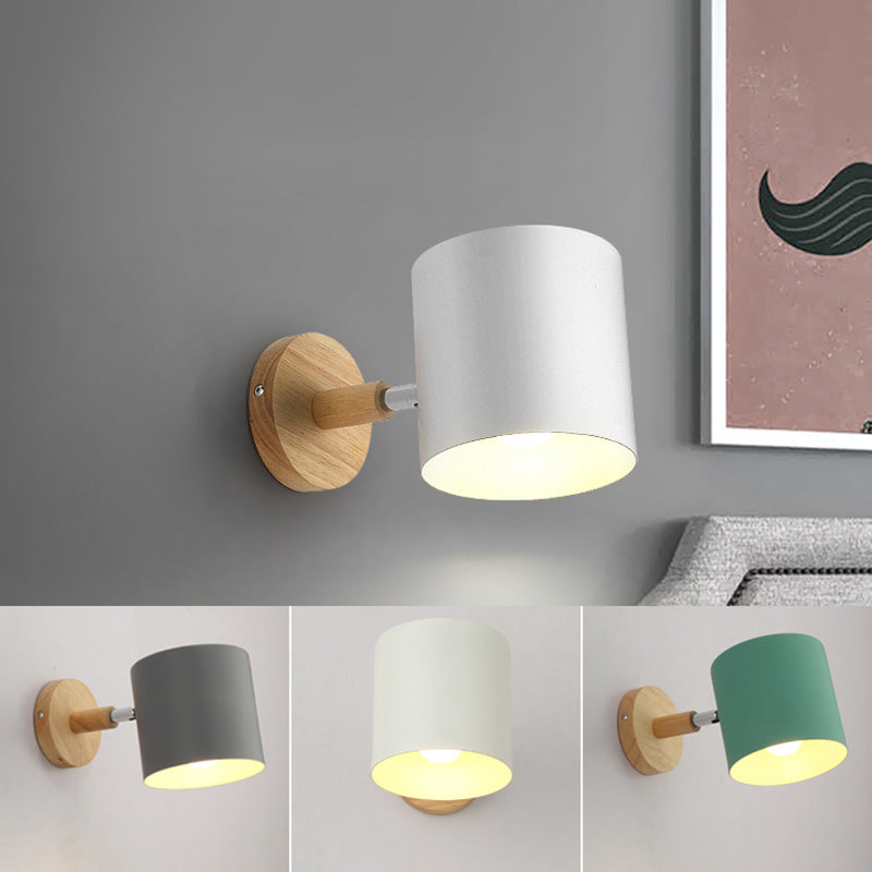 Macaron Style Rotatable Shade Wall Mounted Reading Light - 1-Light Metal Lamp For Bedroom
