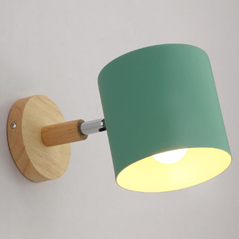 Macaron Style Rotatable Shade Wall Mounted Reading Light - 1-Light Metal Lamp For Bedroom Green /