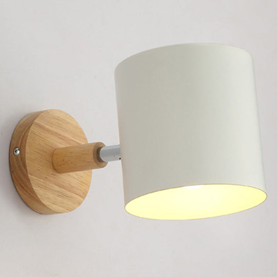 Macaron Style Rotatable Shade Wall Mounted Reading Light - 1-Light Metal Lamp For Bedroom White /