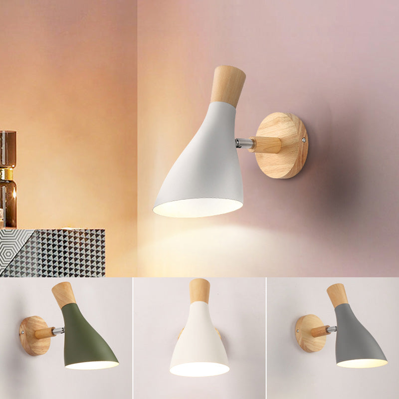 Macaron Style Rotatable Shade Wall Mounted Reading Light - 1-Light Metal Lamp For Bedroom