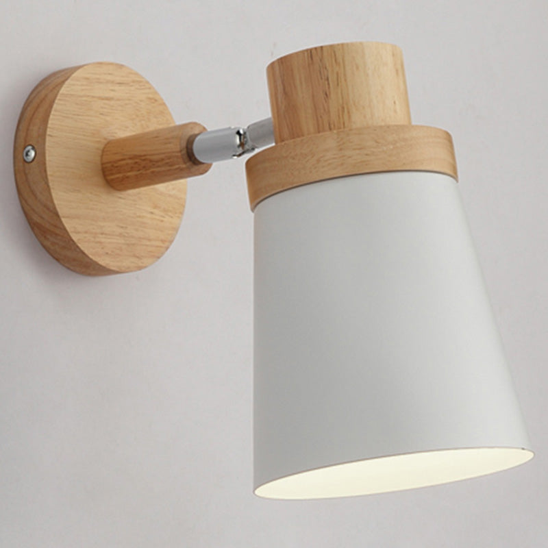 Macaron Style Rotatable Shade Wall Mounted Reading Light - 1-Light Metal Lamp For Bedroom White /