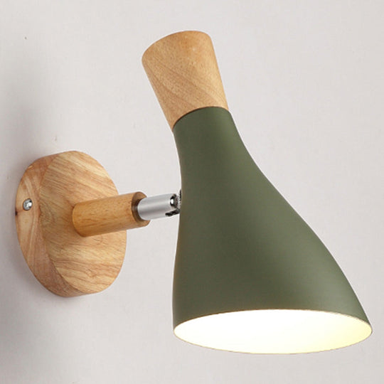 Macaron Style Rotatable Shade Wall Mounted Reading Light - 1-Light Metal Lamp For Bedroom Green /
