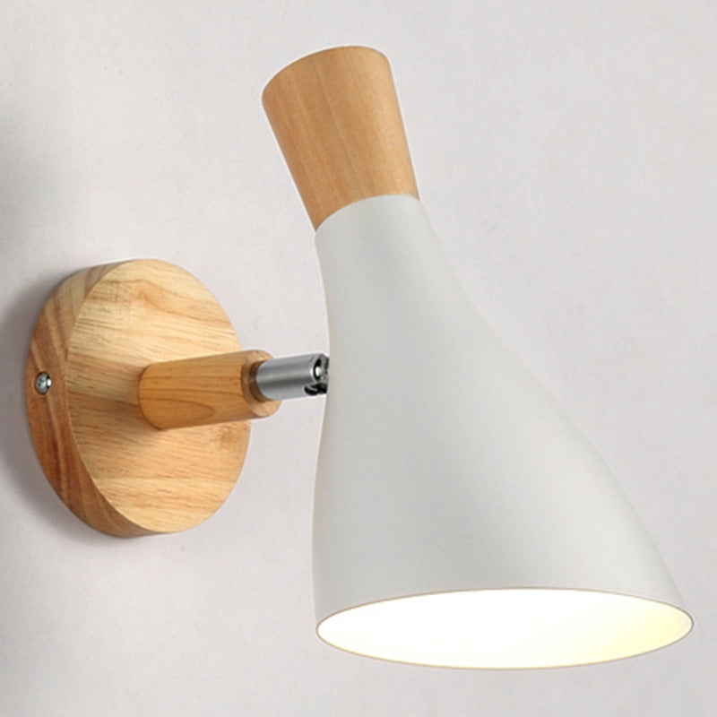 Macaron Style Rotatable Shade Wall Mounted Reading Light - 1-Light Metal Lamp For Bedroom White /