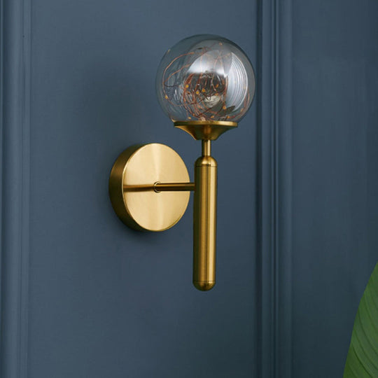 Nordic Gold Glass Wall Sconce With Led Lighting And String Accent