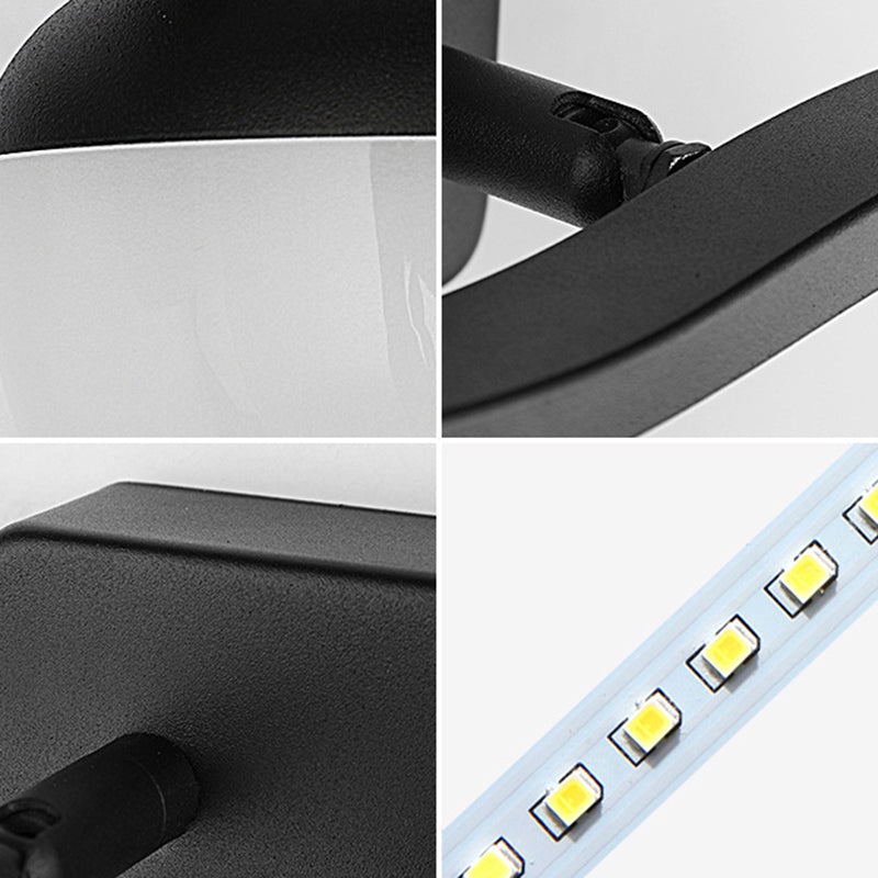 Minimalist Black Acrylic Bowl Led Wall Sconce Vanity Light Fixture For Bath