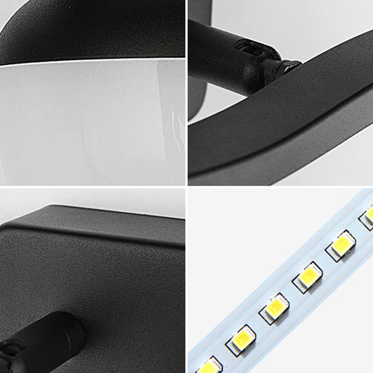 Minimalist Black Acrylic Bowl Led Wall Sconce Vanity Light Fixture For Bath