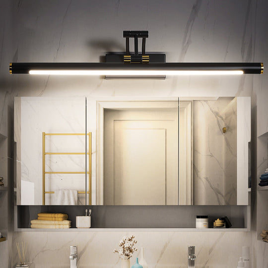 Led Wall Mount Vanity Light - Minimalist Tube Shape Acrylic Fixture With 3-Joint Swing Arm