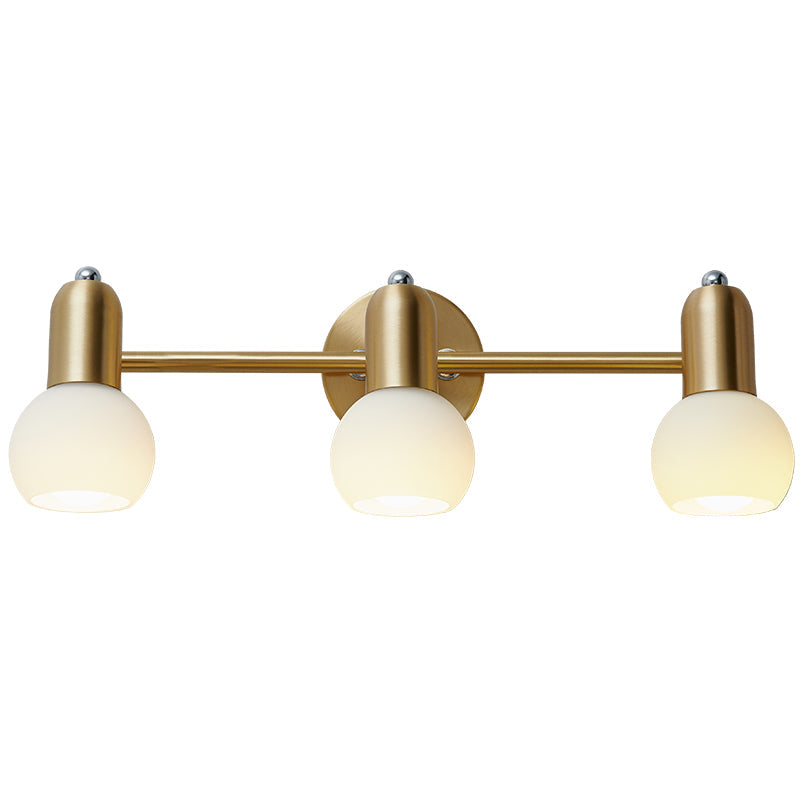 Versatile Swivel Dome Milk Glass Vanity Light - Postmodern Brass Wall Lamp For Bath Décor