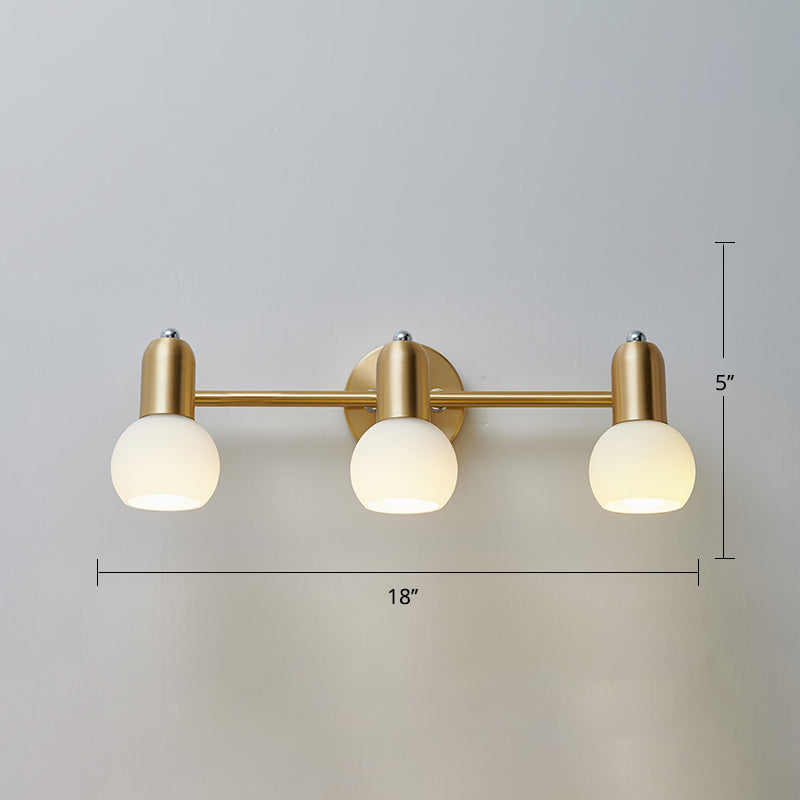 Versatile Swivel Dome Milk Glass Vanity Light - Postmodern Brass Wall Lamp For Bath Décor