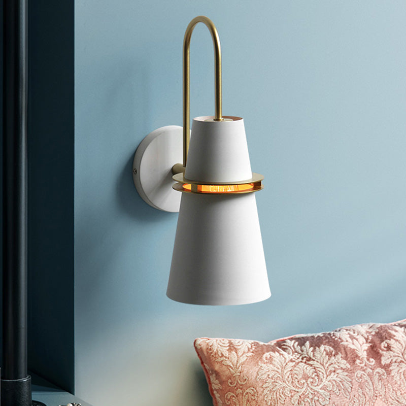 Nordic Horn-Shaped Wall Mount Reading Lamp For Bedroom With Metal Construction And Slit - 1 Head