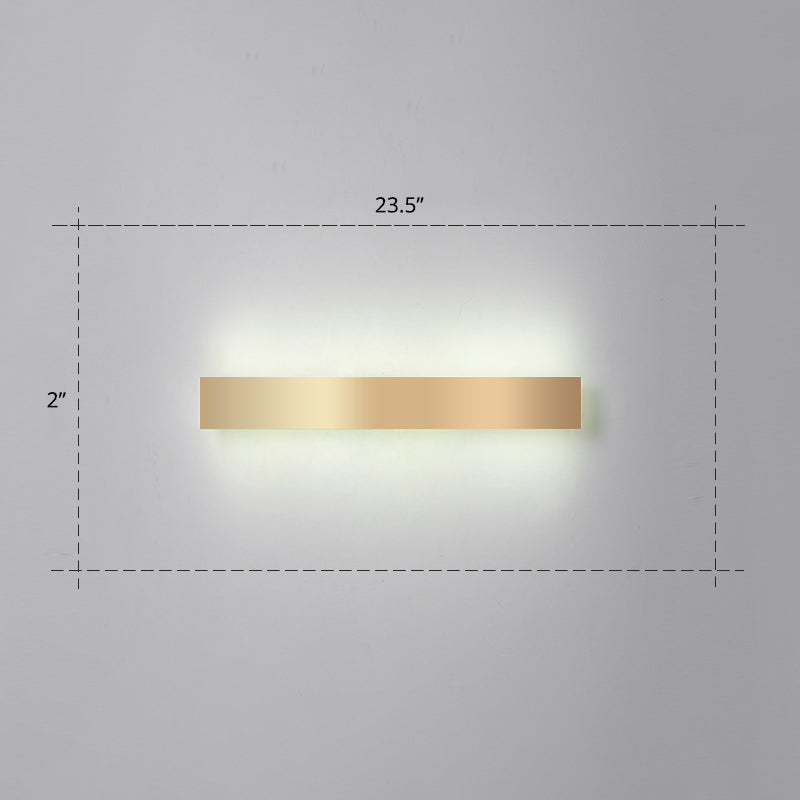 Minimalist Gold Plated Led Wall Sconce For Living Room - Aluminum Bar Shaped Flush Light
