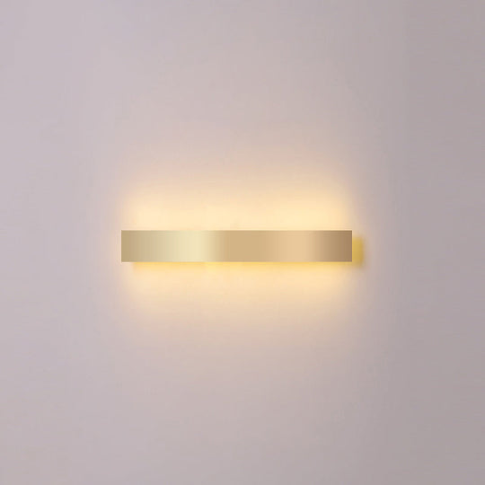 Minimalist Gold Plated Led Wall Sconce For Living Room - Aluminum Bar Shaped Flush Light / 23.5 Warm