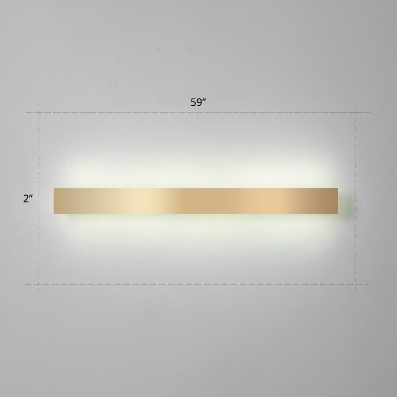 Minimalist Gold Plated Led Wall Sconce For Living Room - Aluminum Bar Shaped Flush Light