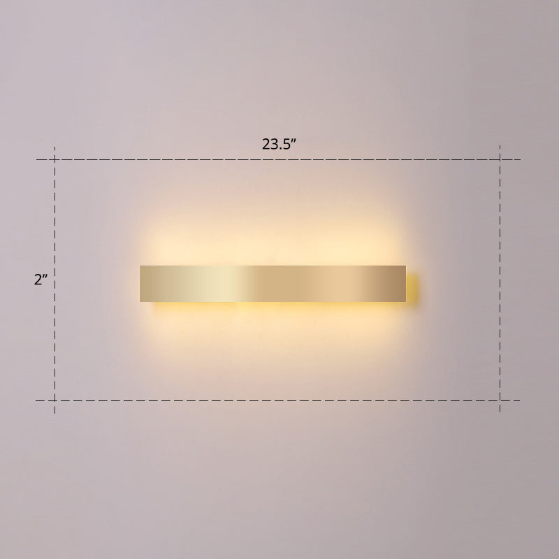 Minimalist Gold Plated Led Wall Sconce For Living Room - Aluminum Bar Shaped Flush Light