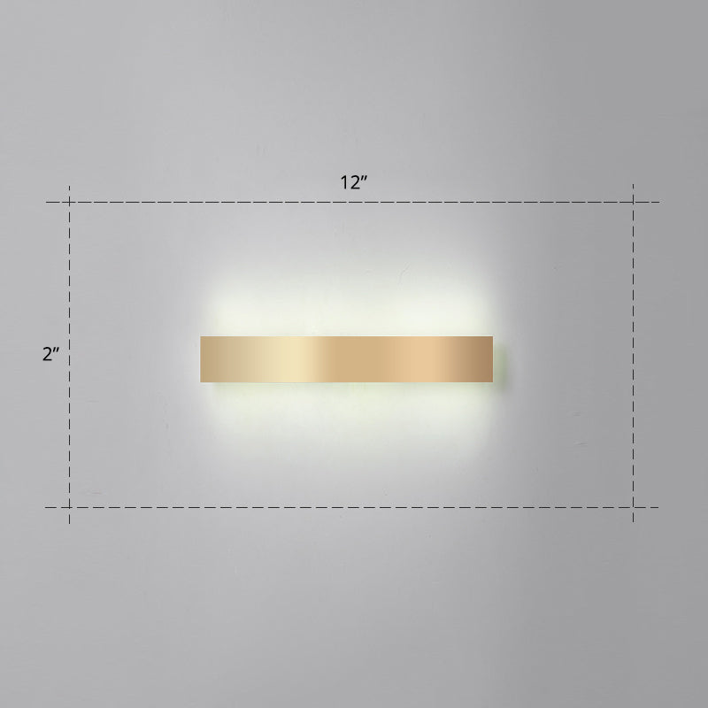 Minimalist Gold Plated Led Wall Sconce For Living Room - Aluminum Bar Shaped Flush Light