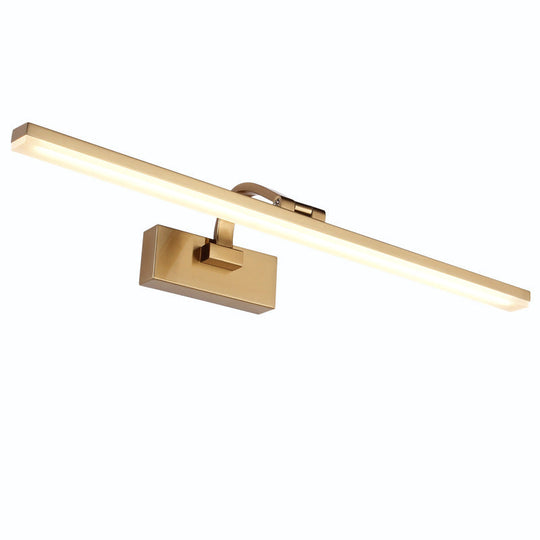 Modern Brass Linear Vanity Led Light With Swing Arm - Acrylic Wall Mount Fixture