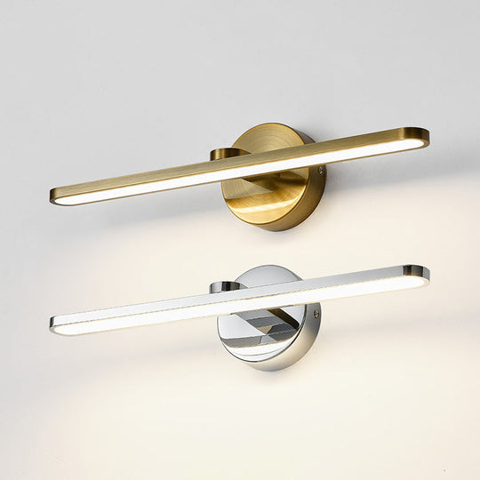 Metal Led Wall Light For Bath With Simple Style And Elliptical Sconce Fixture