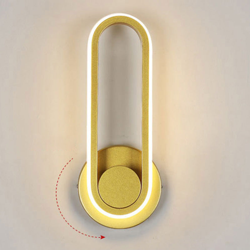 Nordic Metal Led Rotatable Oblong Wall Mount Lamp For Bedroom Lighting Gold / Third Gear