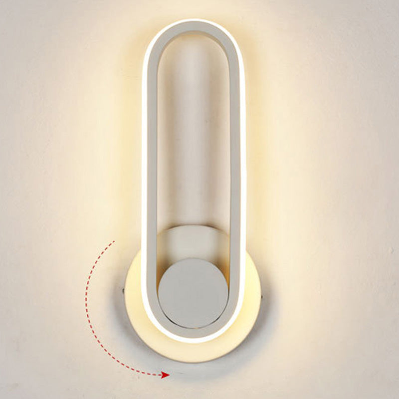 Nordic Metal Led Rotatable Oblong Wall Mount Lamp For Bedroom Lighting White / Third Gear