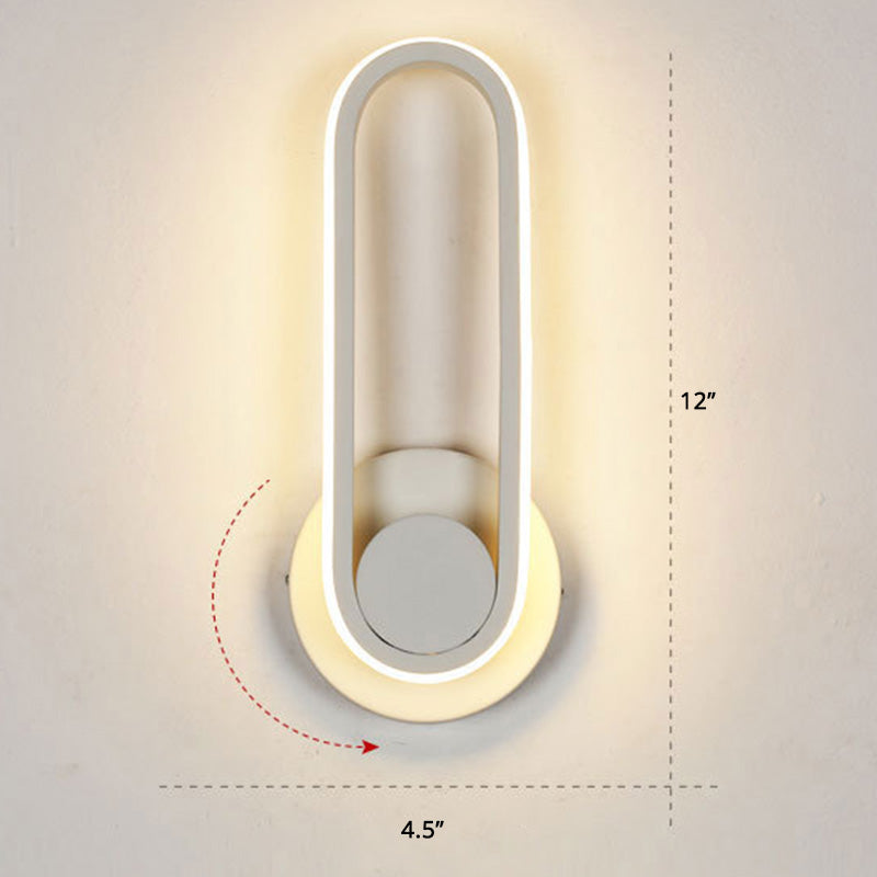 Nordic Metal Led Rotatable Oblong Wall Mount Lamp For Bedroom Lighting