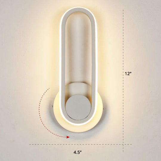 Nordic Metal Led Rotatable Oblong Wall Mount Lamp For Bedroom Lighting