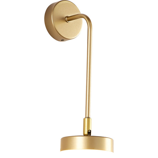 Golden Metal Led Sconce: Stylish Round Wall Mounted Lamp For Bedrooms