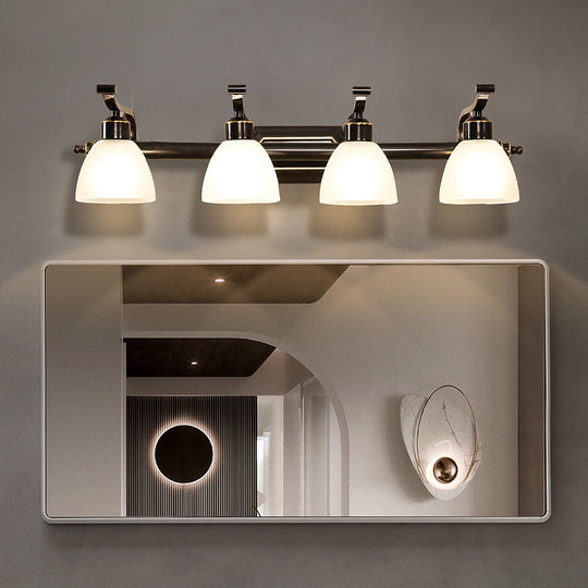 Vintage Frosted White Glass Bell Vanity Lamp - Wall Mount Bathroom Lighting Fixture