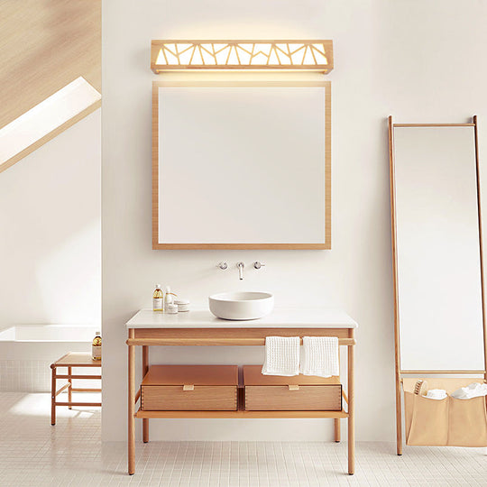 Modern Beige Nordic Wooden Led Sconce Wall Lamp For Bathroom