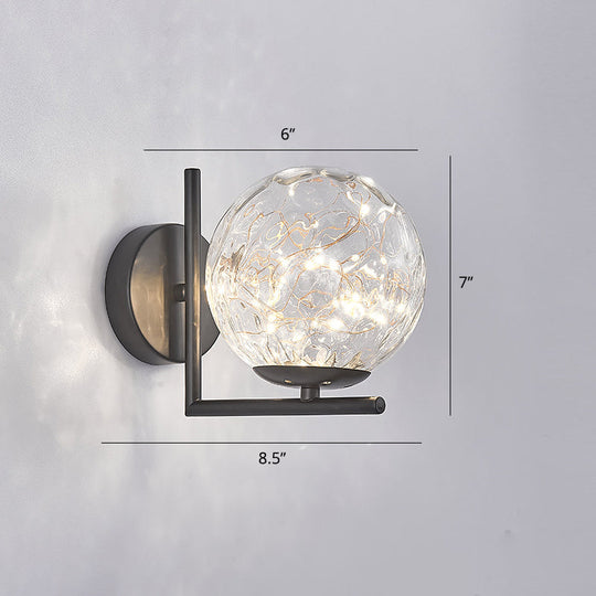 Designer Style Glass Led Wall Sconce - Mini Globe Light Fixture For Bedroom