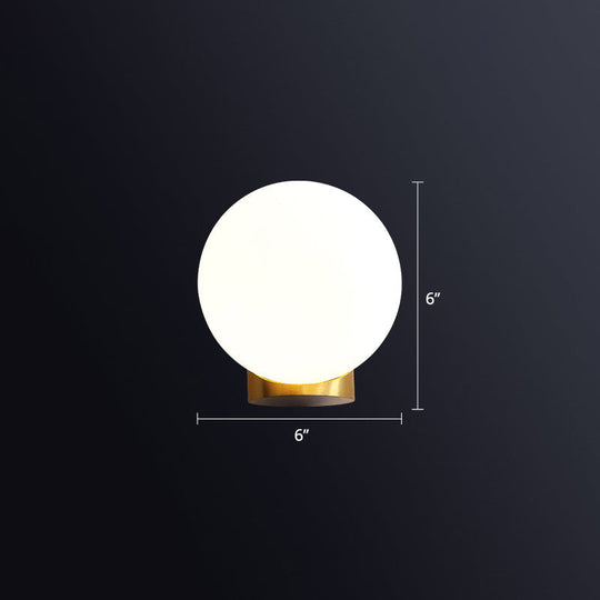 Sleek Opal Glass Wall Mount Lamp - Brass Bedside Sconce Light (1 Bulb)