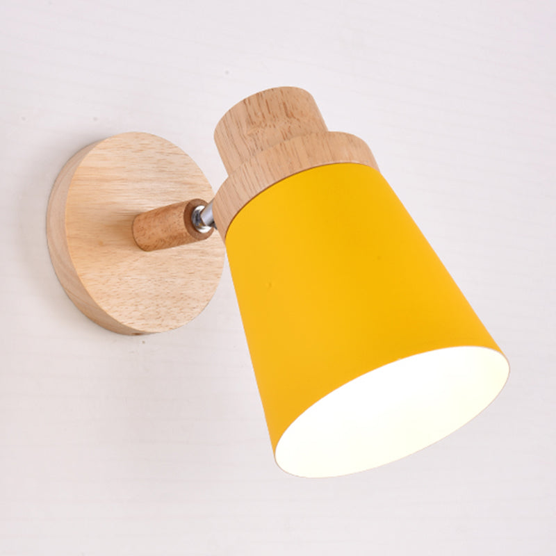 Swivel Macaron Bedside Wall Light Fixture With Metal Shade 1-Bulb Reading Yellow