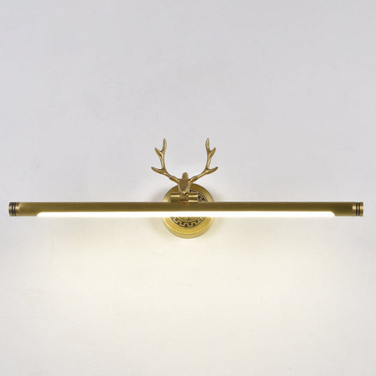 Rotatable Led Tube Vanity Light With Rustic Antler Design - Perfect For Bathroom